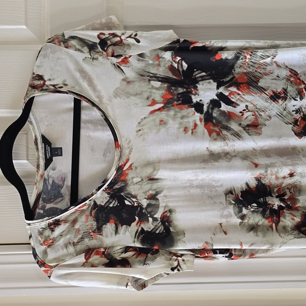 SIMPLY VERA VERAWANG BRAND WOMEN'S BLACK & GREEN SHORT SLEEVE TEE SIZE LARGE
